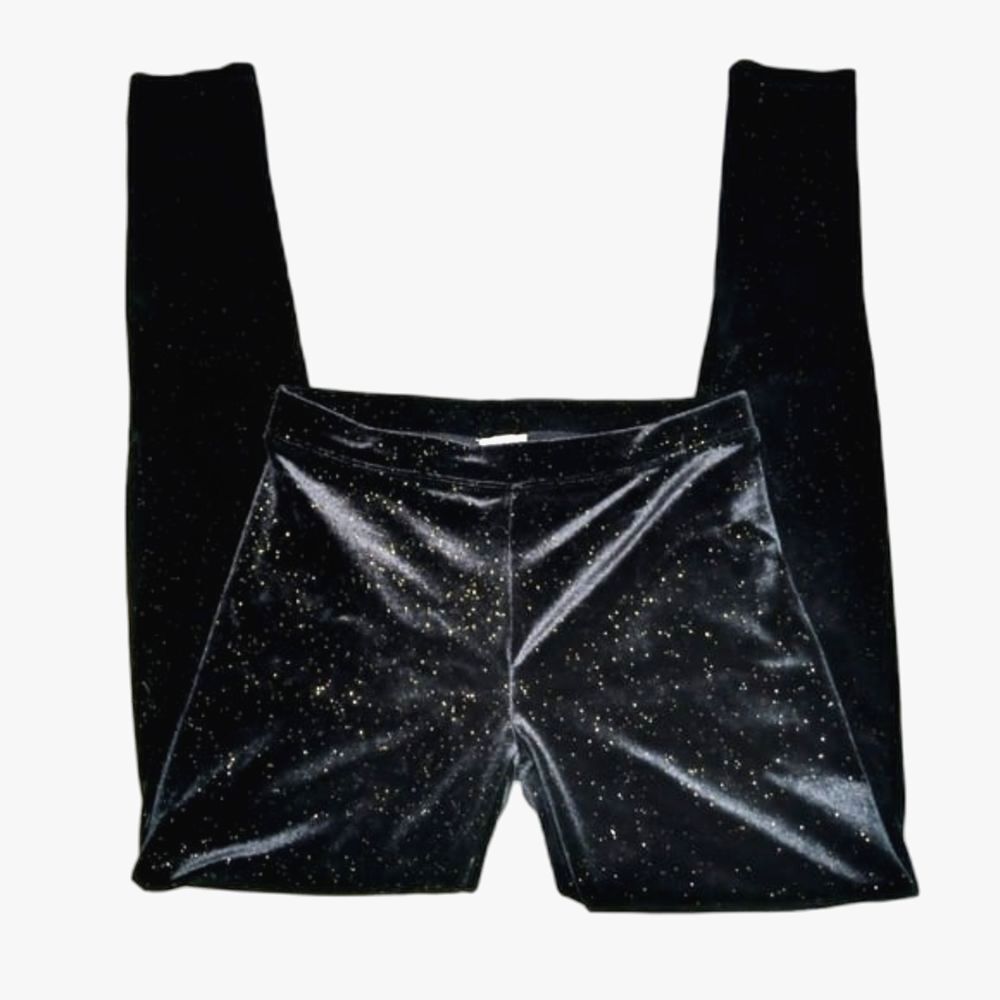 Crewcuts Girls Velvet Leggings Black Gold Size 14